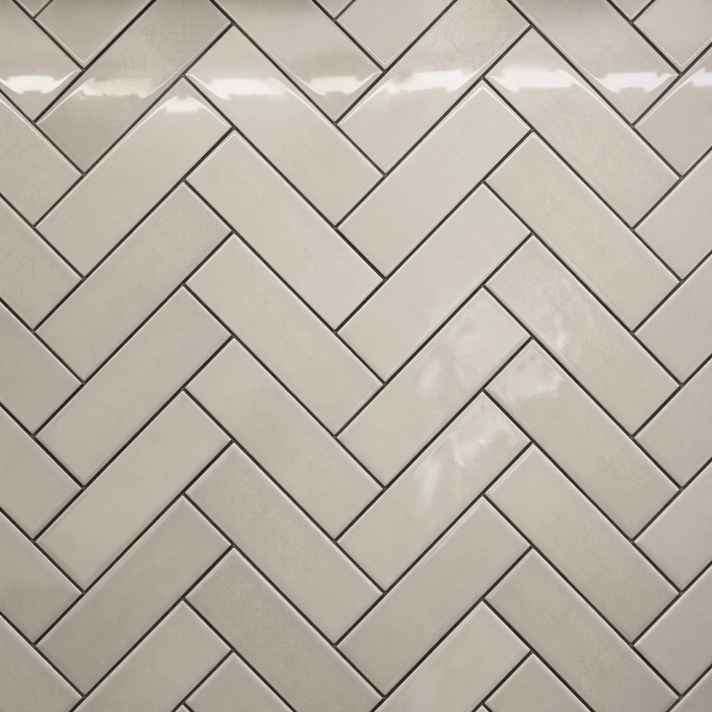 Modern White Herringbone Tile Wall Background