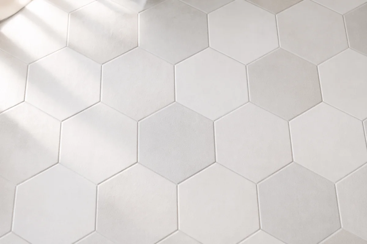 White Hexagonal Tile Minimalist Modern Background