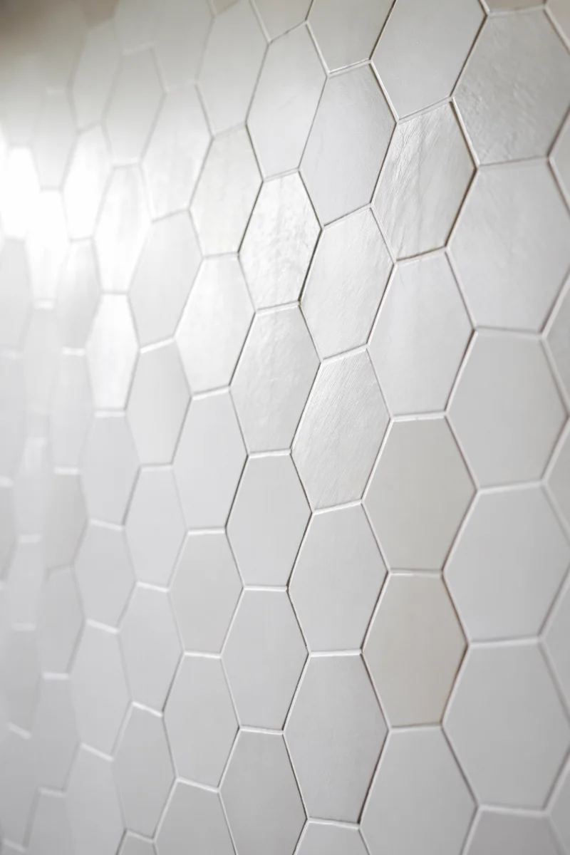 Minimalist White Hexagonal Tile Wall Background