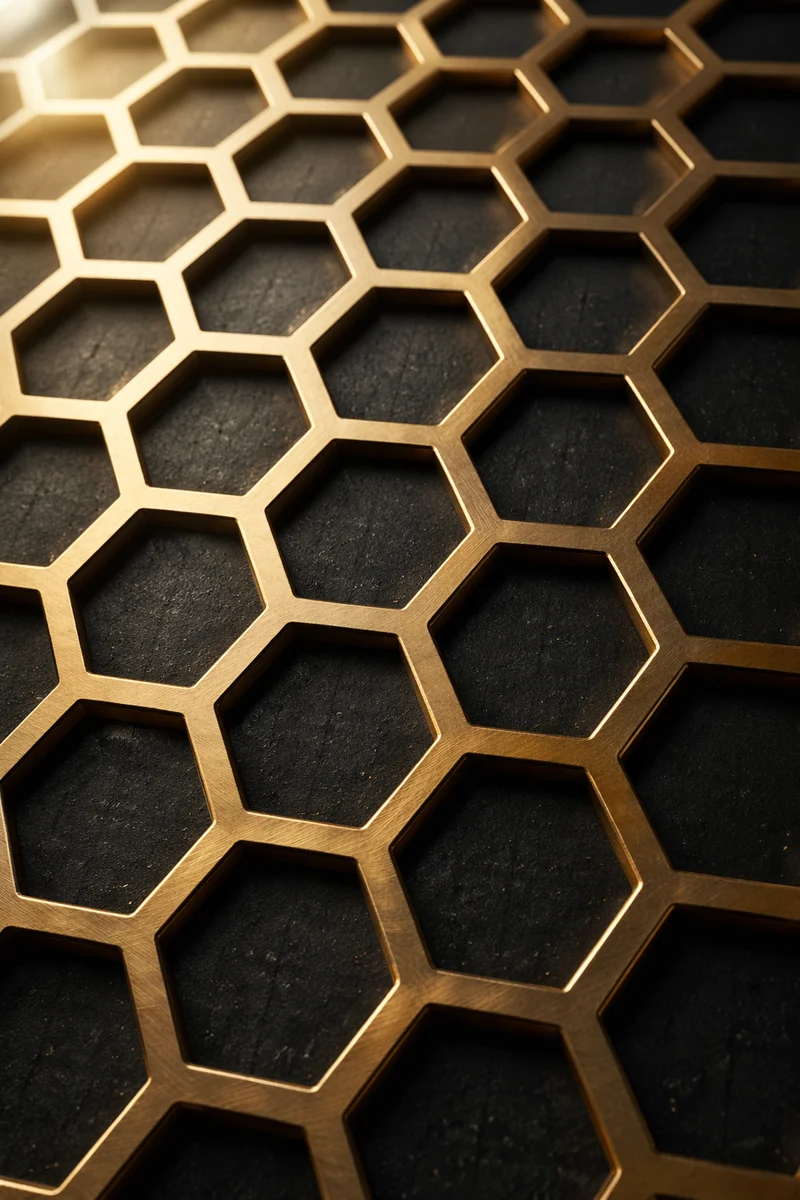 Gold Hexagonal Honeycomb Metallic Texture