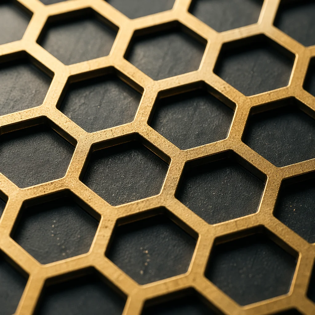 Gold Metallic Honeycomb Texture Background