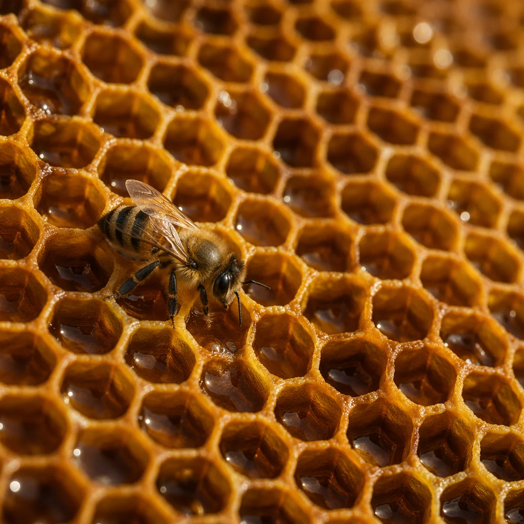 Golden Honeycomb Macro Texture Background