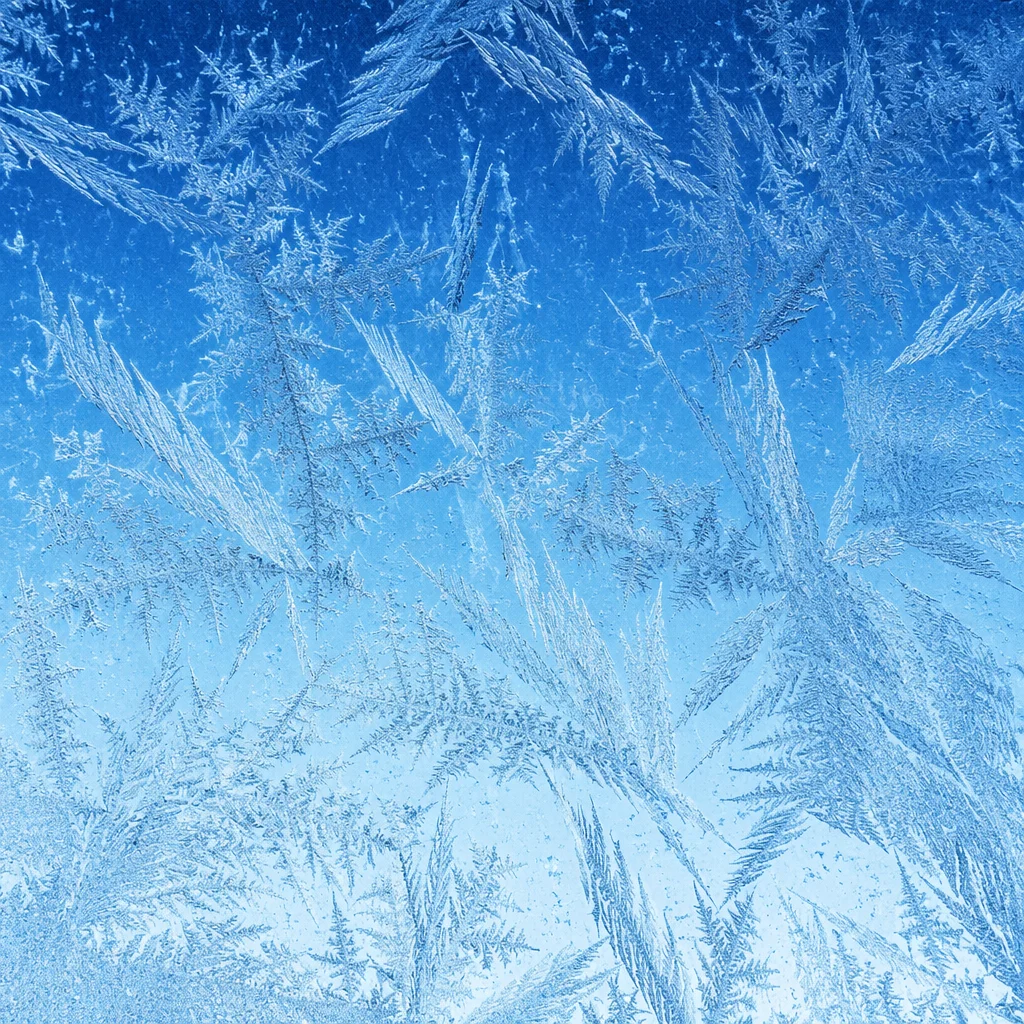 Winter Ice Crystal Frost Glass Background