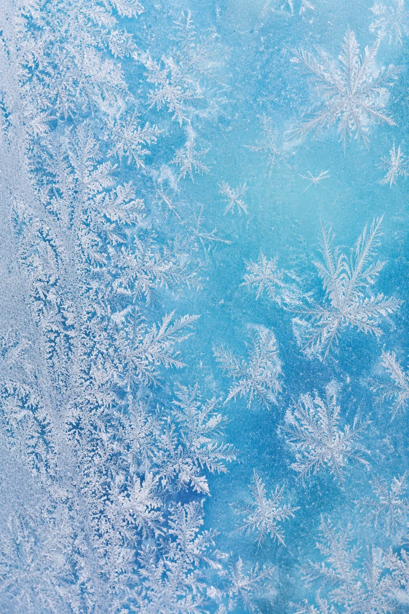 Winter Ice Crystal Frost Glass Background