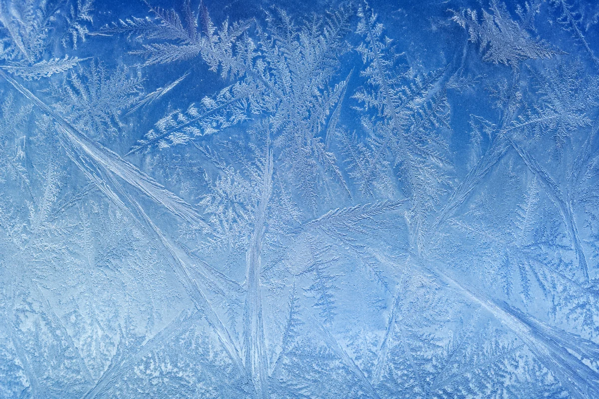 Delicate Winter Frost Crystal Glass Background