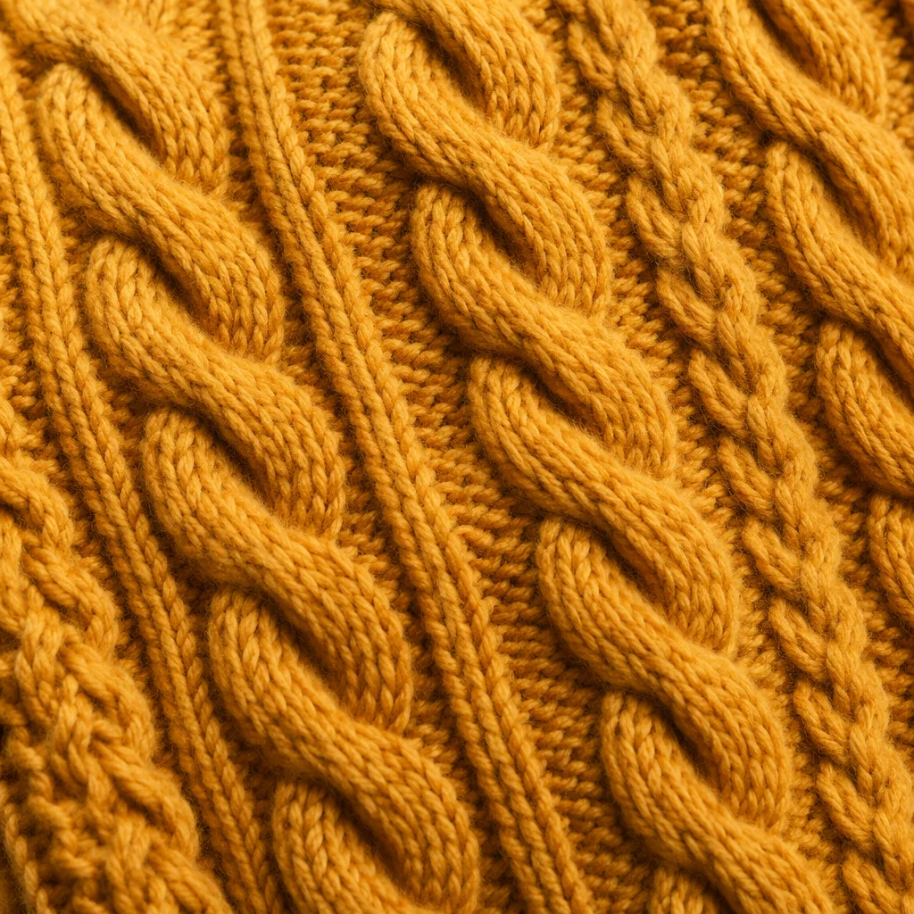 Cozy Mustard Cable Knit Texture Background