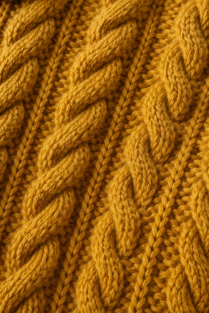 Cozy Mustard Cable Knit Texture Background