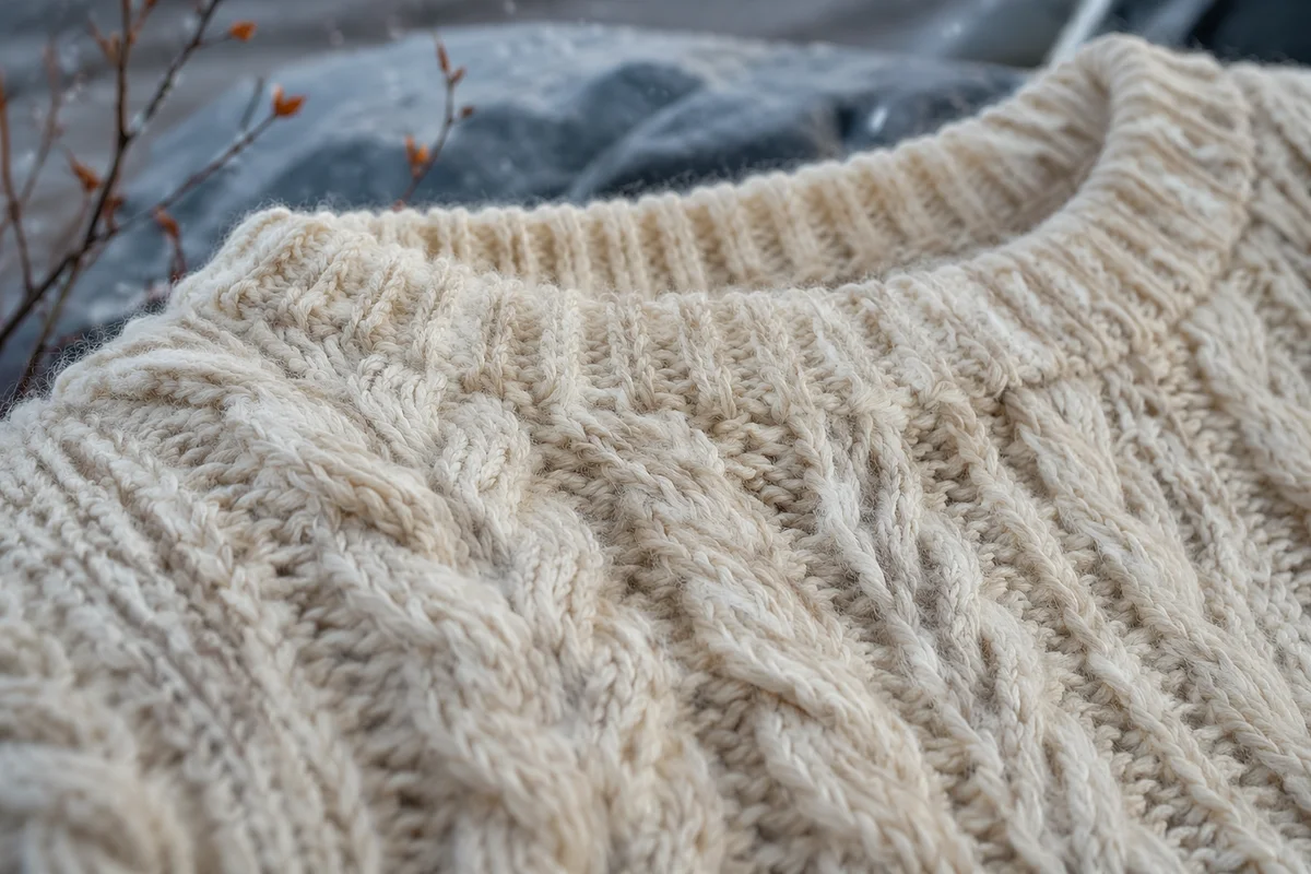 Cozy Cream Cable Knit Sweater Texture