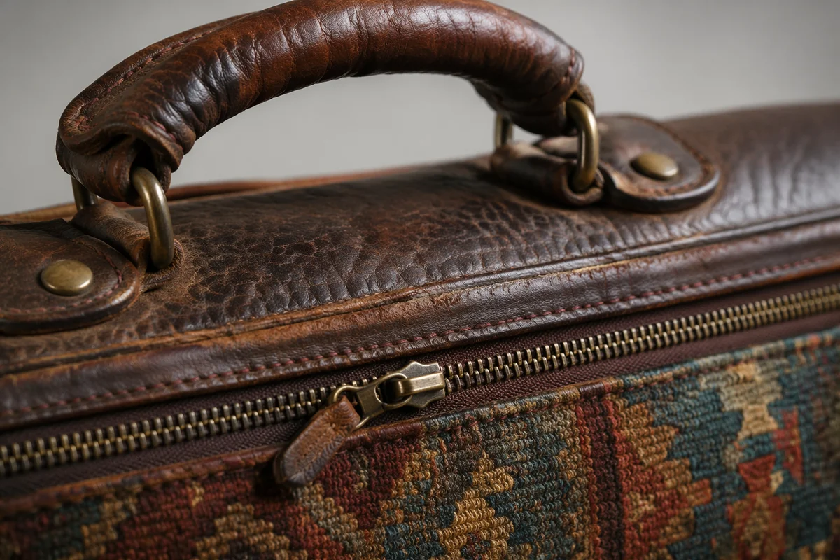 Aged Brown Leather Travel Bag Texture