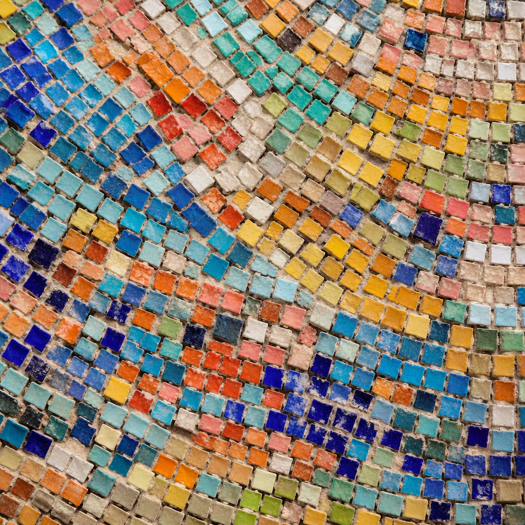 Colorful Mosaic Tile Courtyard Wall Texture