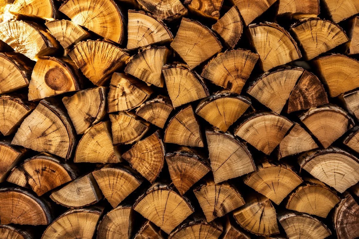 Warm Brown Stacked Firewood Texture Background