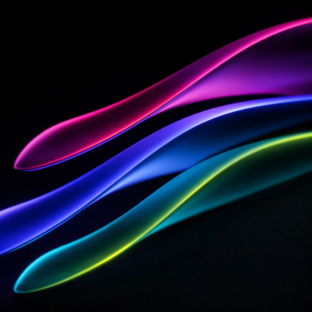 Neon Gradient Ribbon Background in Black
