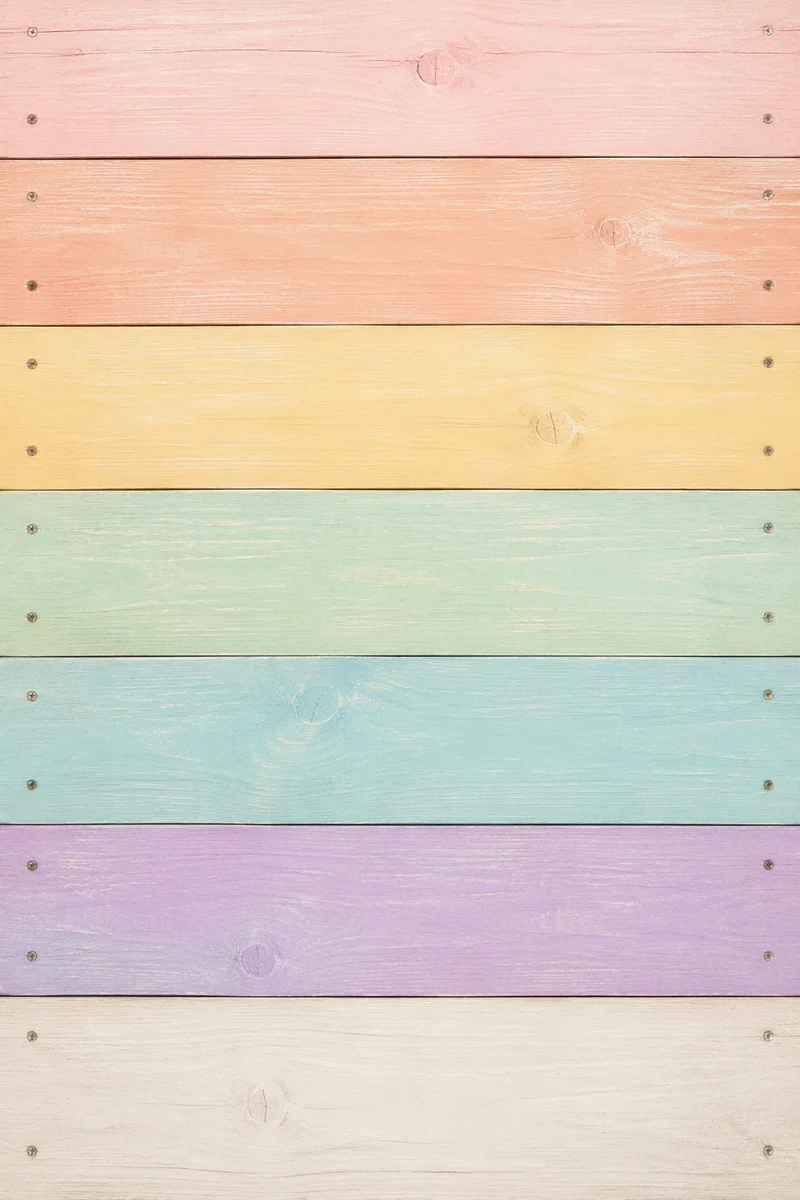 Pastel Rainbow Wooden Plank Background