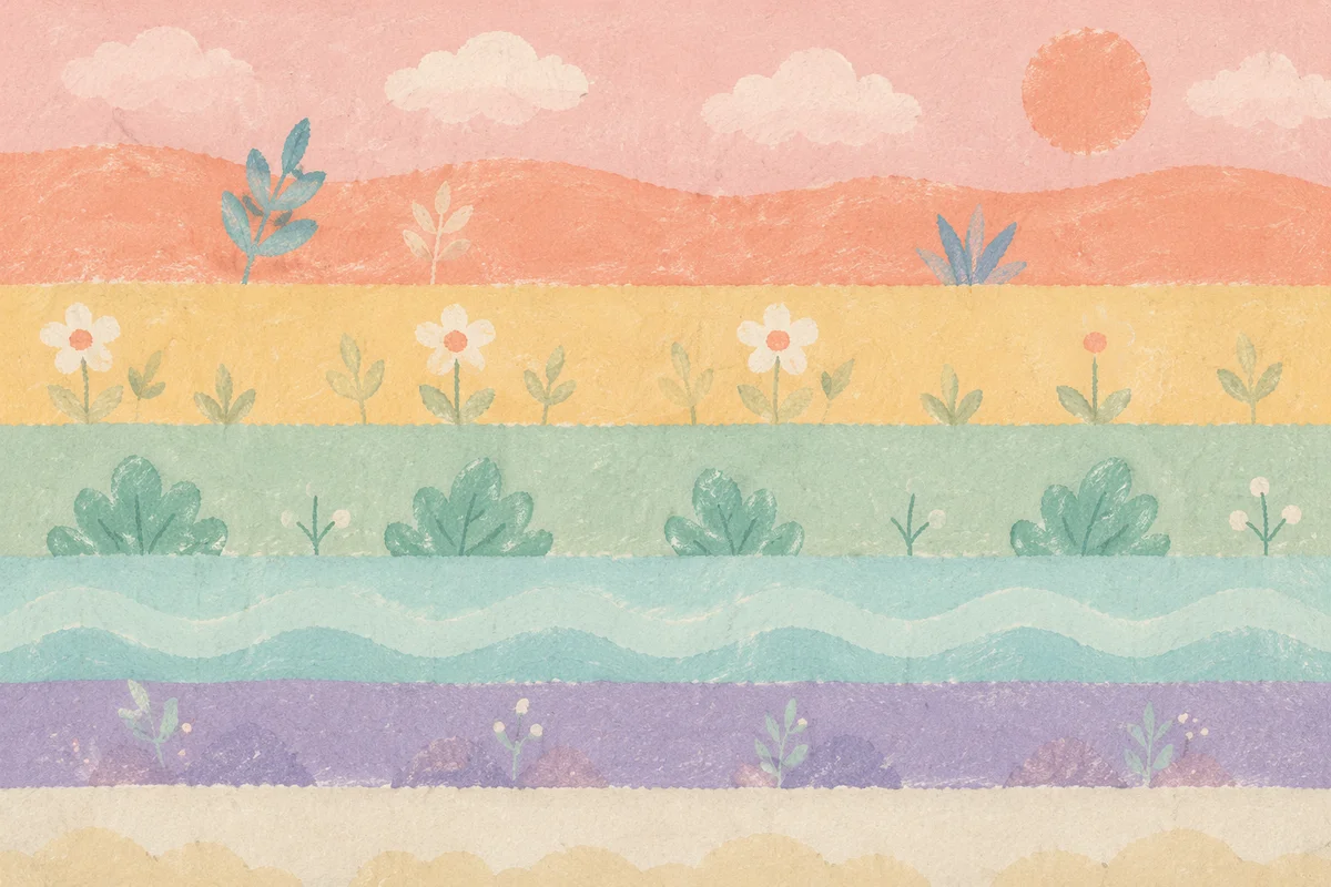 Pastel Rainbow Stripe Folk Art Background