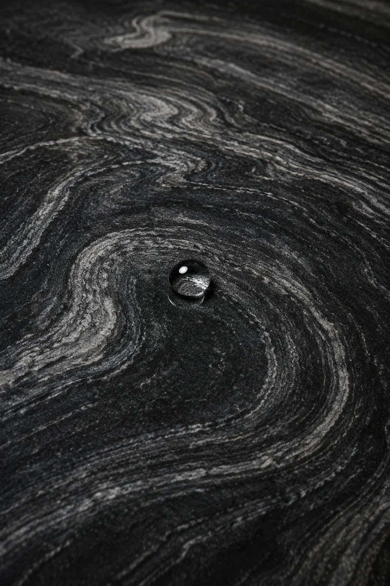 Polished Dark Granite with Silver Veining