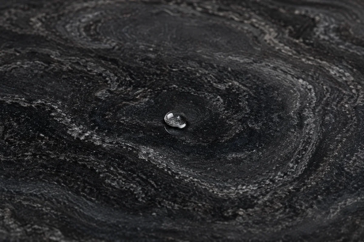 Polished Dark Granite with Water Bead
