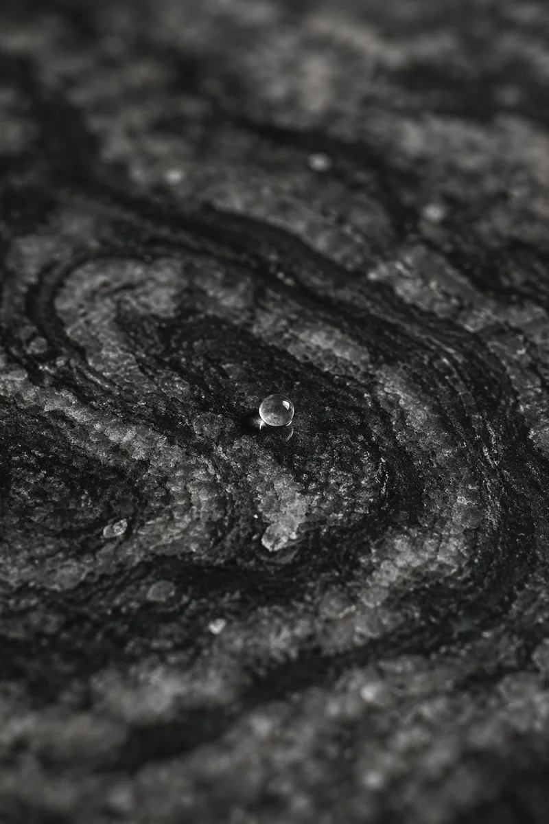 Polished Dark Granite with Water Bead