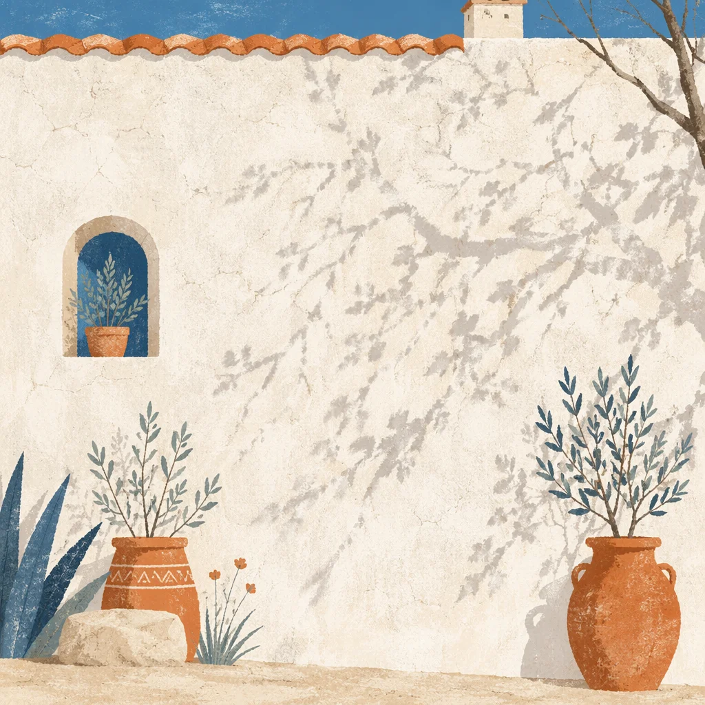 Sunlit White Mediterranean Stucco Wall Texture