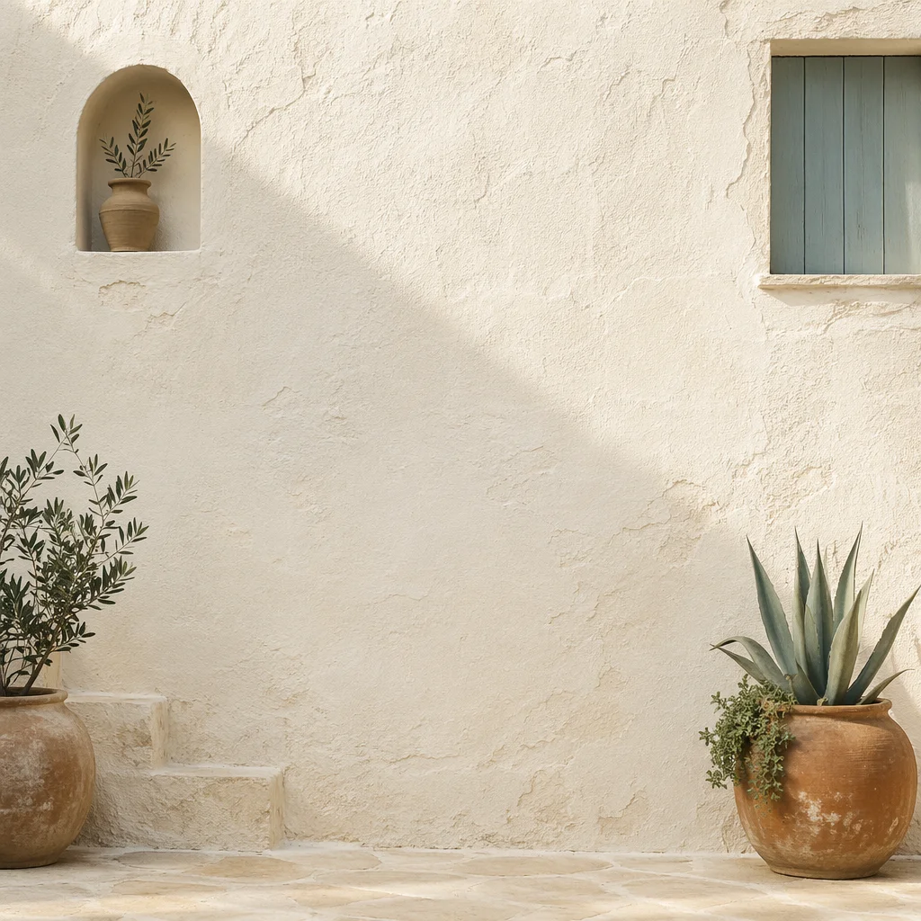 White Mediterranean Stucco Wall Texture Background
