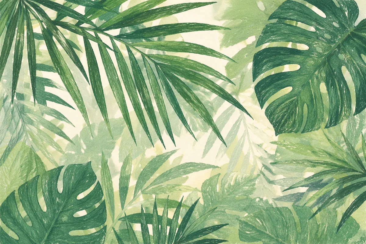 Tropical Monstera Palm Green Leaf Pattern