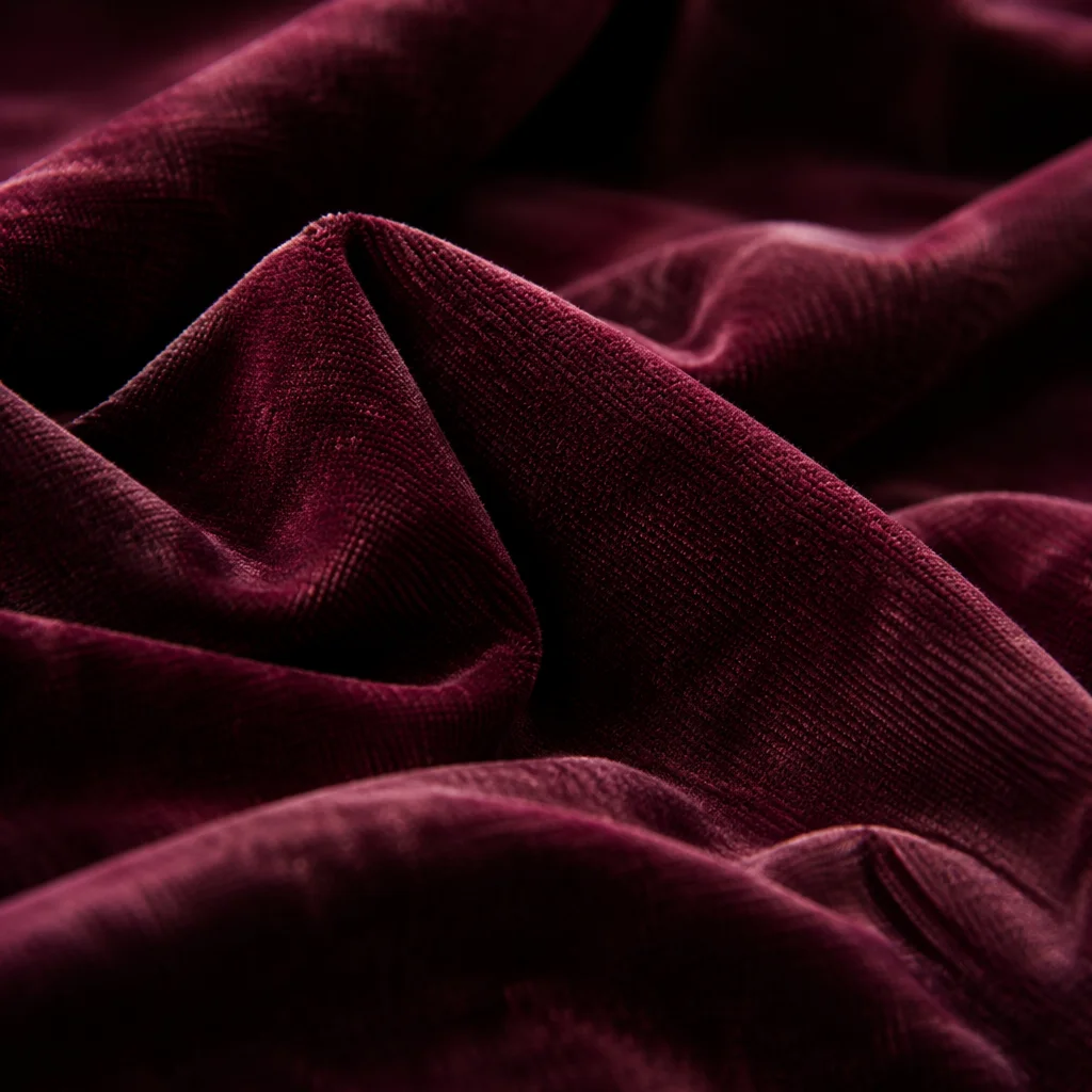 Deep Burgundy Velvet Folded Texture Background