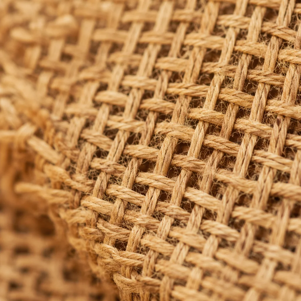 Natural Woven Jute Basket Texture Close Up