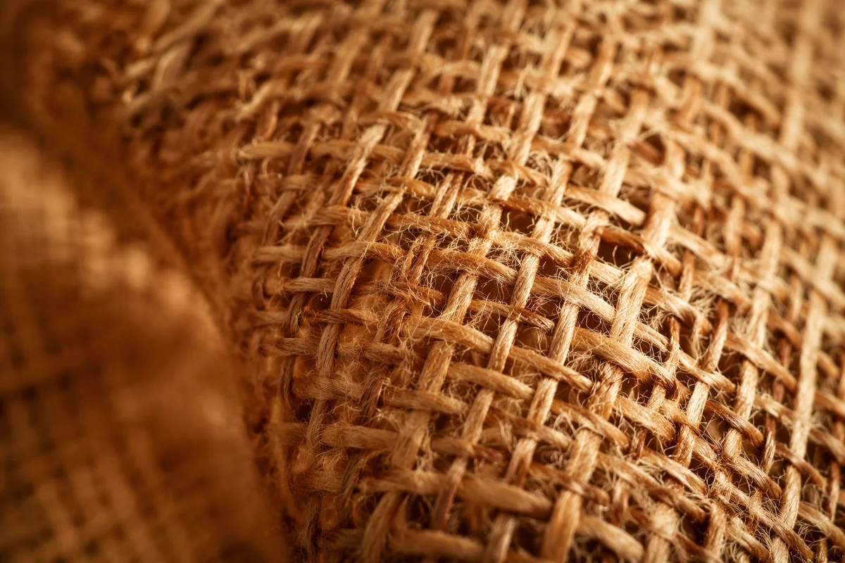 Natural Woven Jute Texture Close Up
