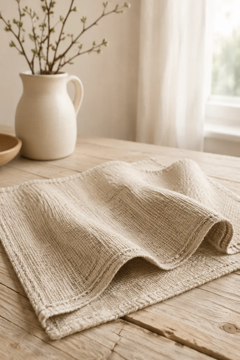 Neutral Woven Linen Placemat Rustic Background