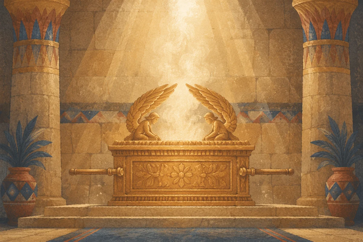 Golden Ark With Cherubim in Radiant Sanctuary