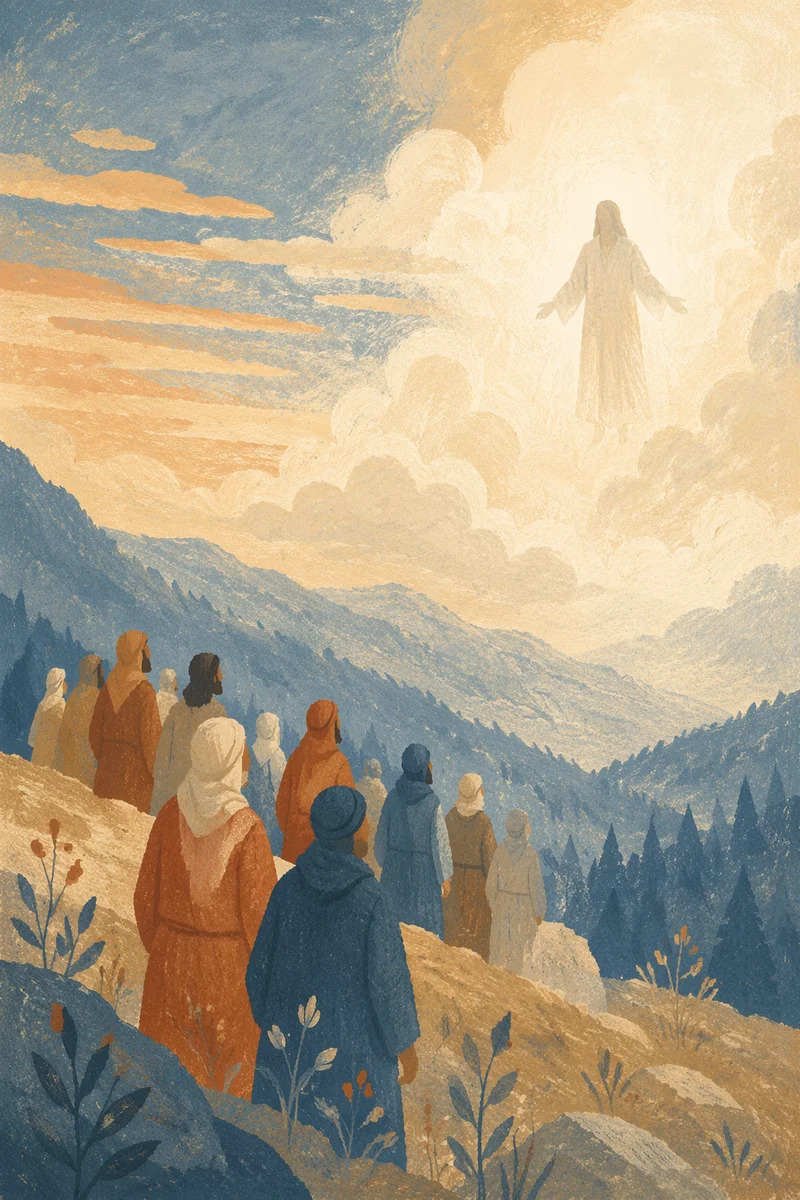Jesus Ascending Above Clouds at Dawn
