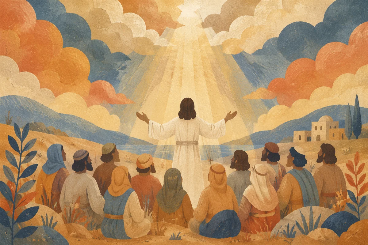 Ascension of Jesus in Golden Clouds