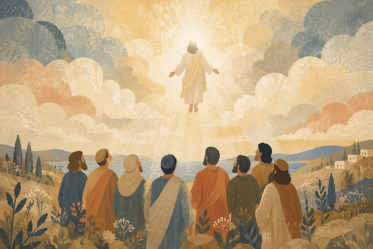 Jesus Ascending into Clouds at Dawn
