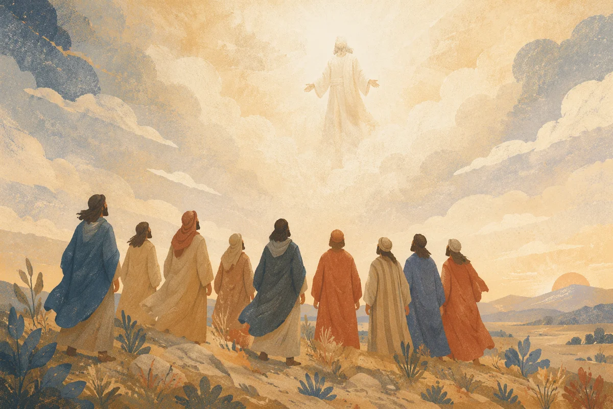 Ascension of Jesus Over Watching Disciples