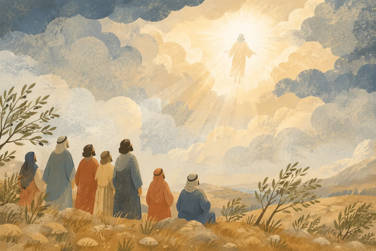 Ascension of Jesus Above Watching Disciples