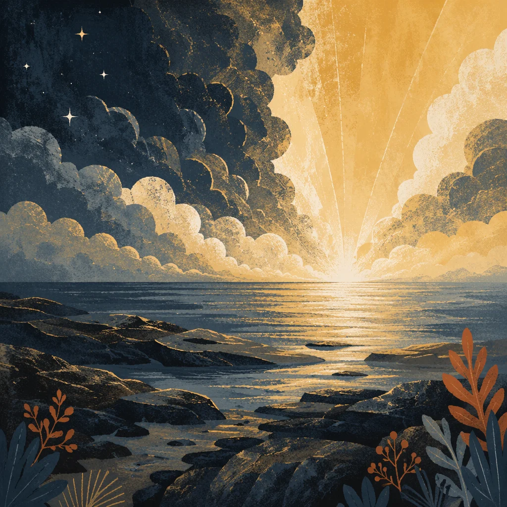 Creation Dawn Over Primordial Shoreline