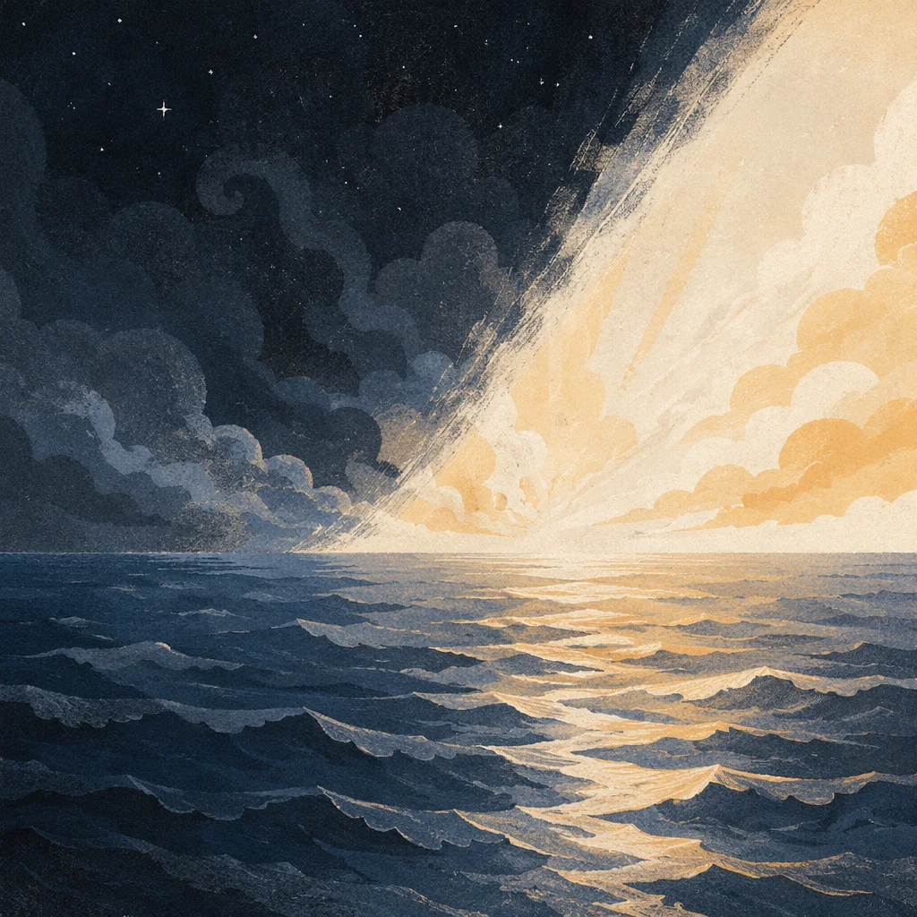 Creation Light Dividing Darkness Over Primordial Sea