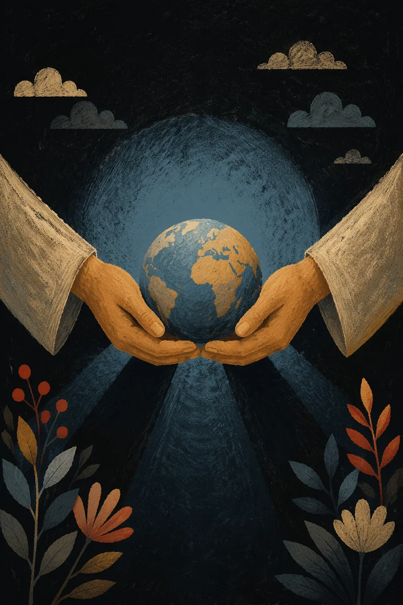 Creation Light Separating Darkness Over Globe