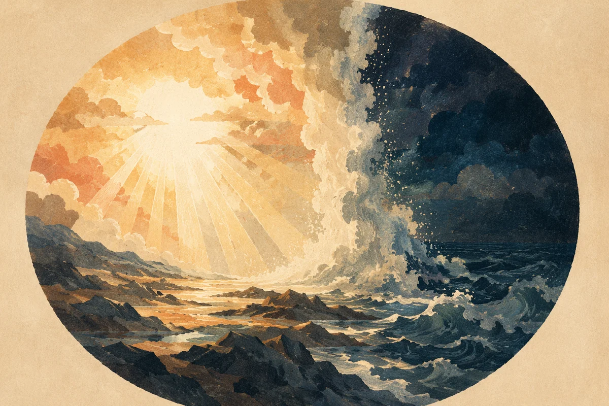 Creation Light Divides Primordial Darkness