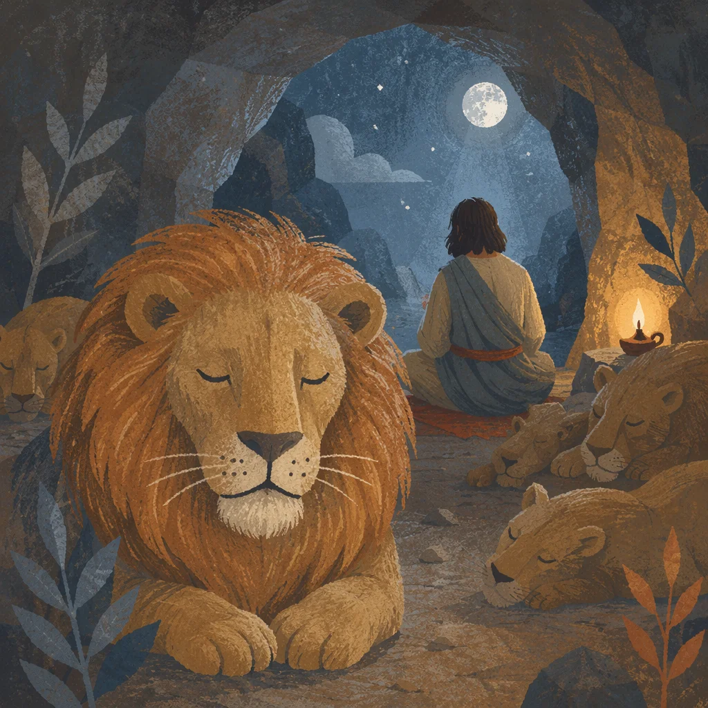 Daniel Praying Peacefully in the Lions Den