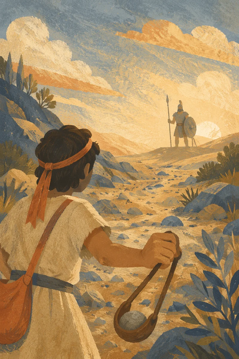 David Facing Goliath in Dawn Valley