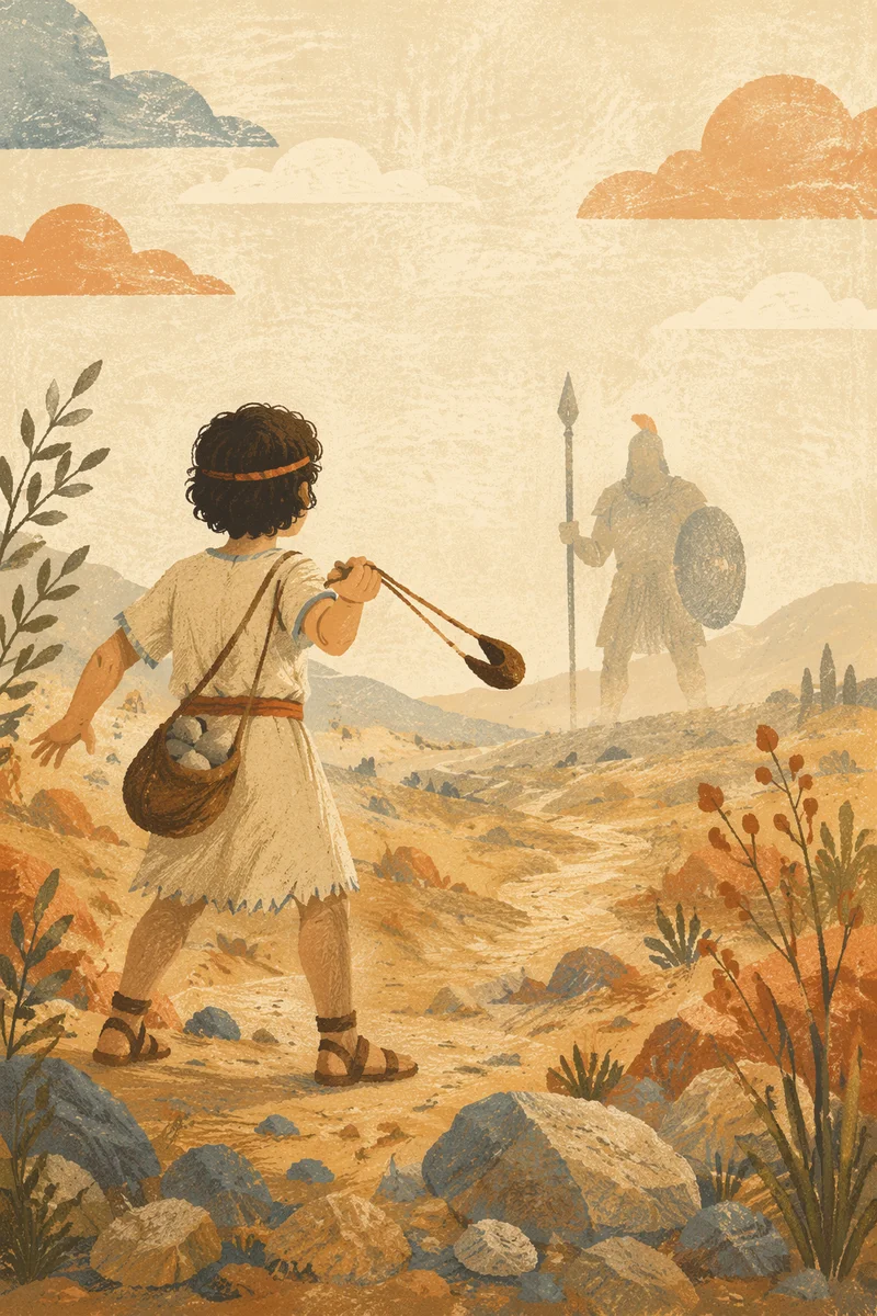 David Facing Goliath in Dawn Valley