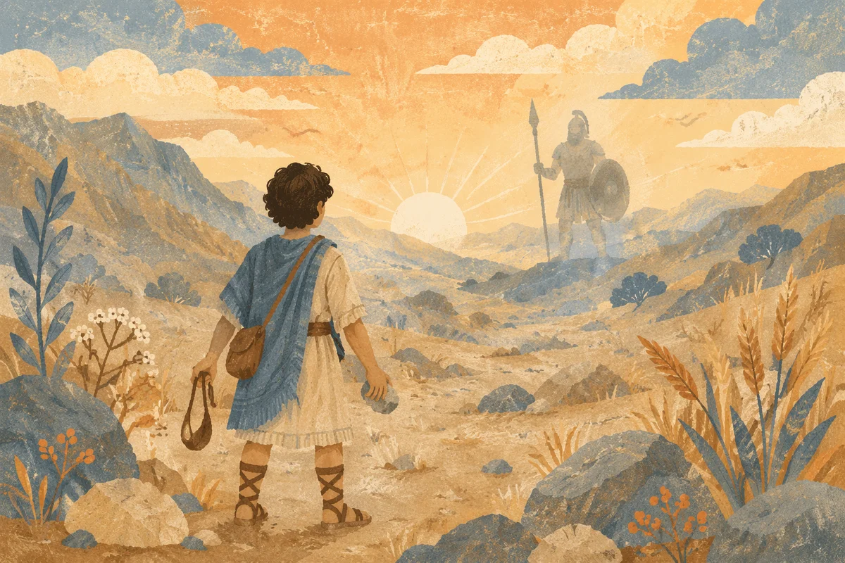 David Facing Goliath in Dawn Valley