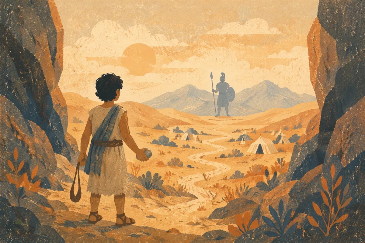 David Faces Goliath in Sunlit Valley