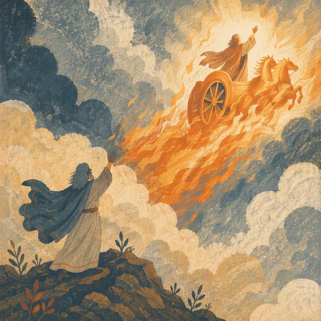 Elijah Ascends in Fiery Heavenly Chariot