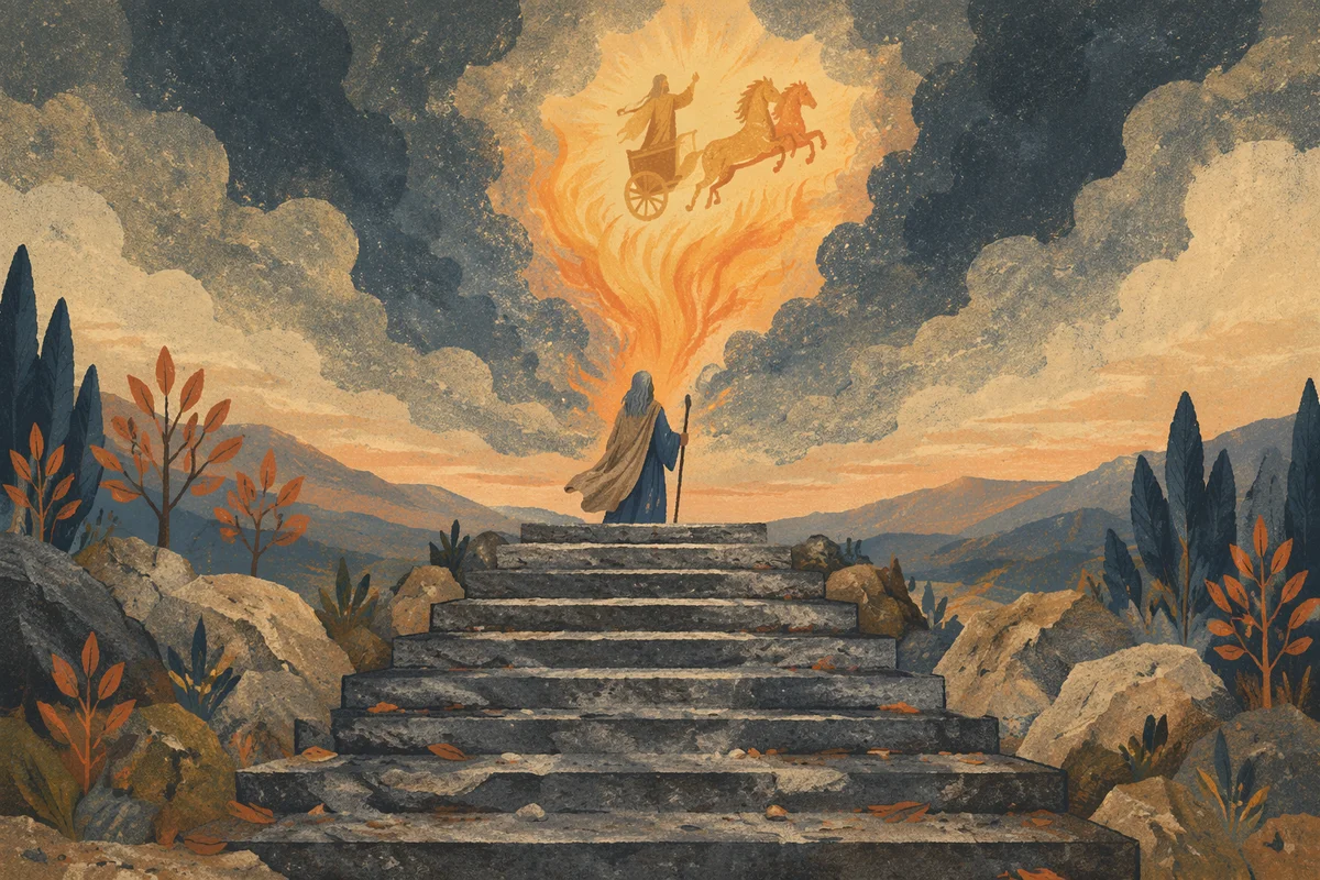 Elijah’s Fiery Chariot Ascends to Heaven