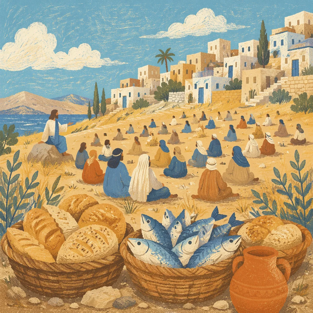 Feeding the Thousands on a Sunlit Hillside