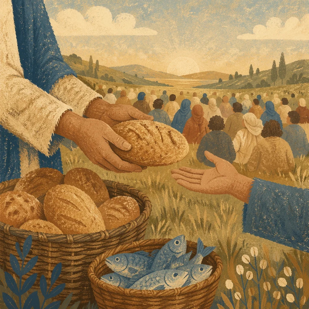 Loaves and Fish Shared on Galilean Hillside