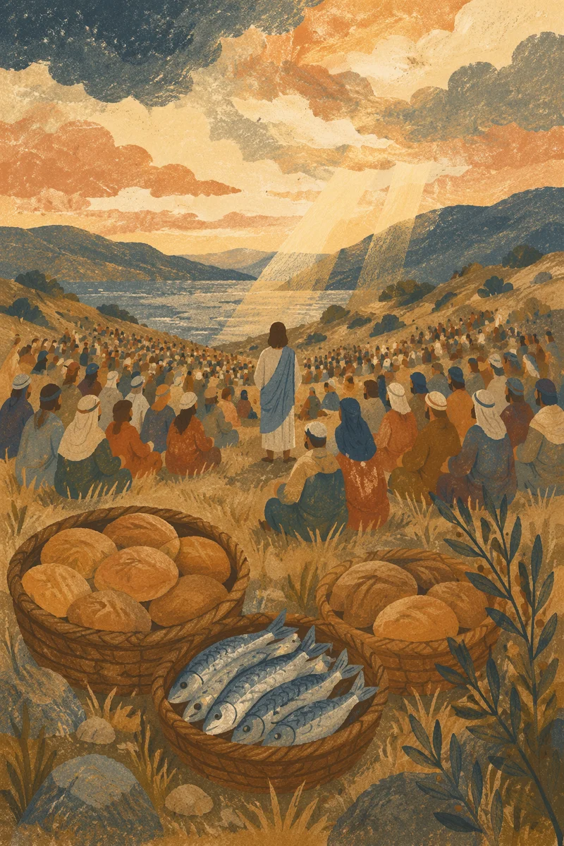 Feeding the Five Thousand at Golden Dusk
