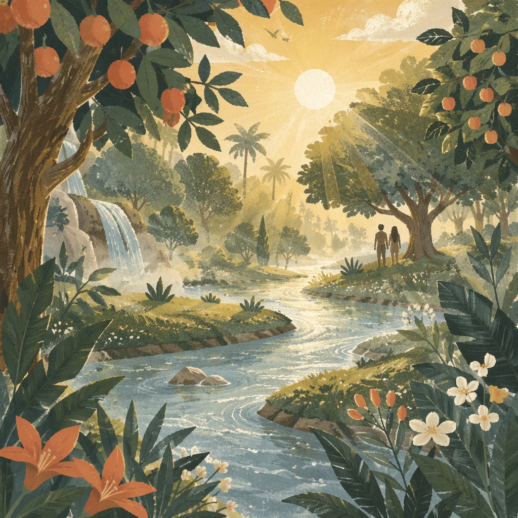 Garden of Eden Dawn River Paradise