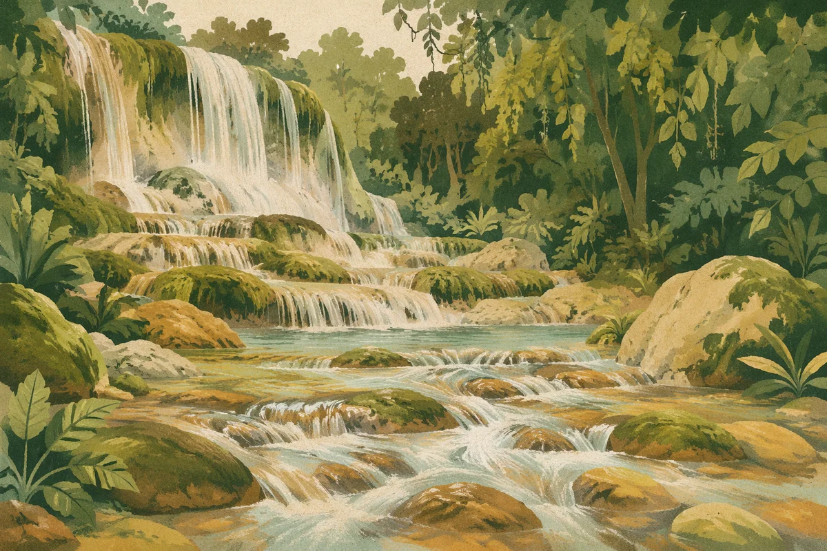 Lush Garden of Eden River Waterfalls